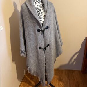 Kohl's Gray Cape with Black Toggle Closures